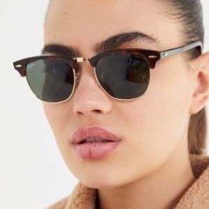 Ray Bans Clubmaster sunglasses Green lenses, Tortoise Gold frame